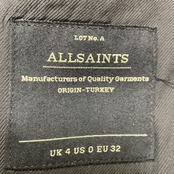 ALL SAINTS Asymmetrical Wool Coat, leather sleeves, Great Condition, see photos - Picture 5 of 15